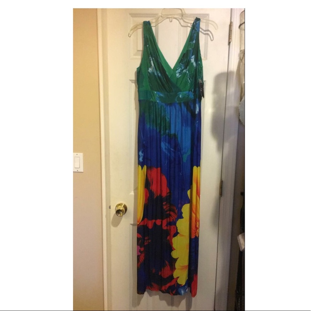 Long colorful floral print dress
